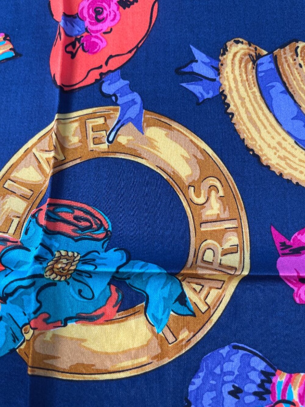 Céline Paris Cotton Scarf Colorful Hat Print - Picture 7 of 15